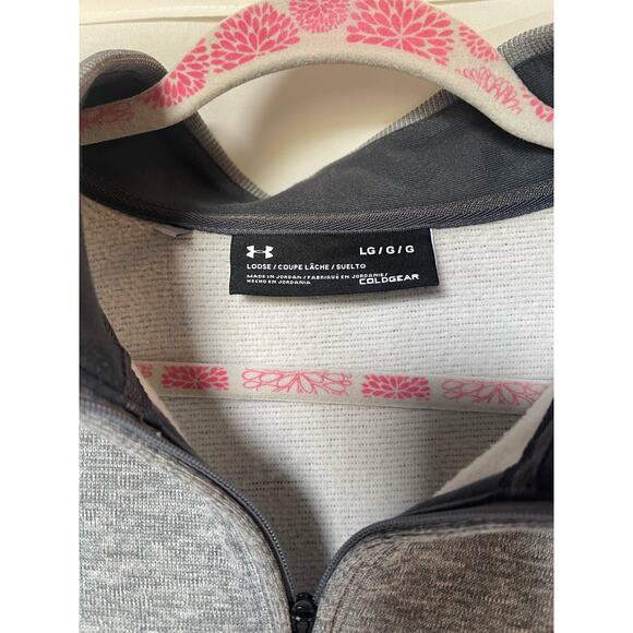 Under armour-Grey Quarter Zip-Pullover-Fleece lining-Men's LG - Picture 2 of 3